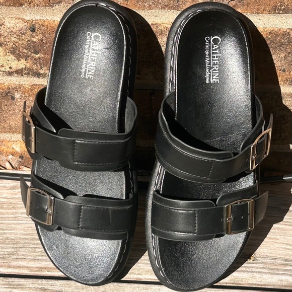 Catherine Malandrino Shoes - Catherine Malandrino Sandals Platform Slide 7.5 Black Chunky Goth‎ Grunge Edgy